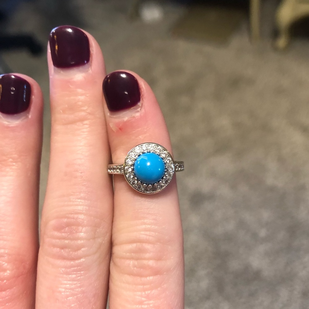 NWT Fragrant Jewels Turquoise Diamond Ring Size 5